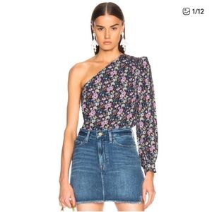 Frame floral paisley one sleeve blouse EUC